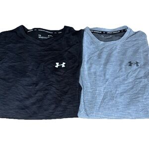 Lot (2) Under Armour UA Seamless Long Sleeve Stretch Shirt Running Tops